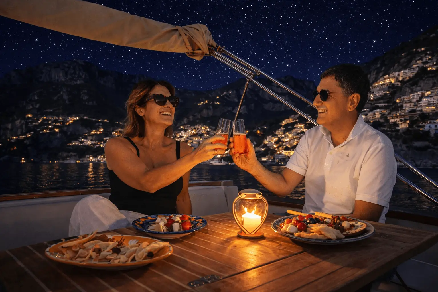 Cena in barca o ristorante sulla spiaggia della Costiera Amalfitana con NavigaRent