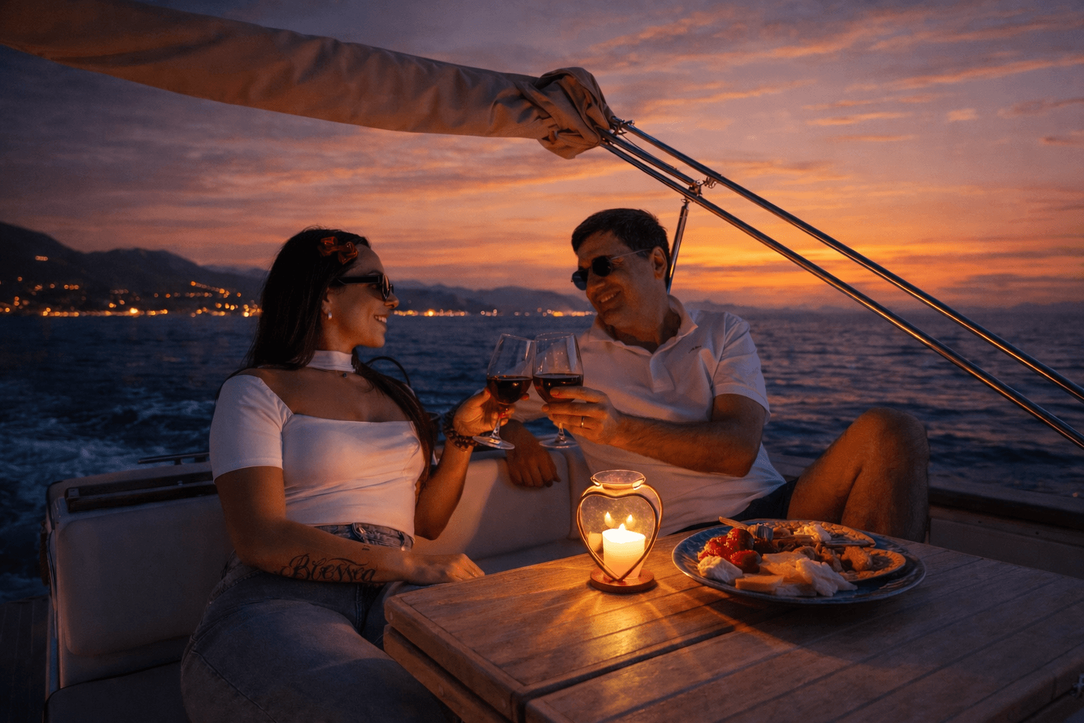 Notte romantica in barca sulla Costiera Amalfitana con musica e stelle